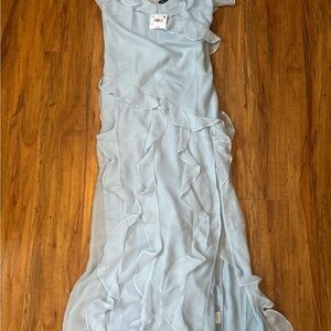 American Eagle Light Blue Ruffled Gown